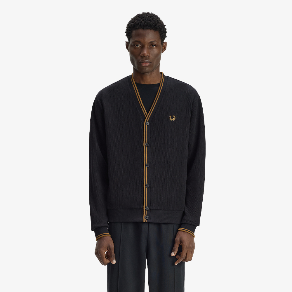 프레드페리 팁드 피케 가디건 블랙(Fred Perry Tipped Pique Cardigan Black) - 3