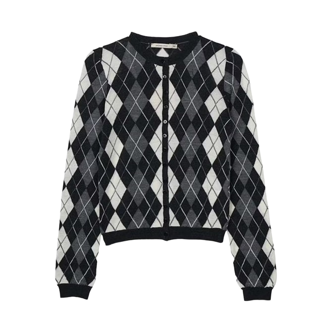 (W) 팔로마울 아가일 쳉 가디건 블랙 그레이((W) Paloma Wool Argyle Cheng Cardigan Black Grey)