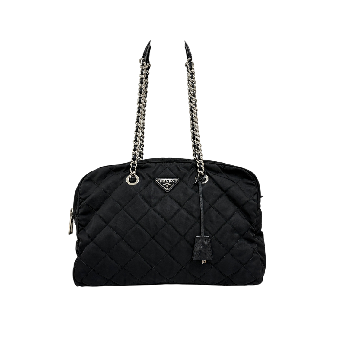 프라다 삼각로고 퀼팅 체인 숄더백 블랙(Prada Triangle Logo Quilted Chain Shoulder Bag Black)