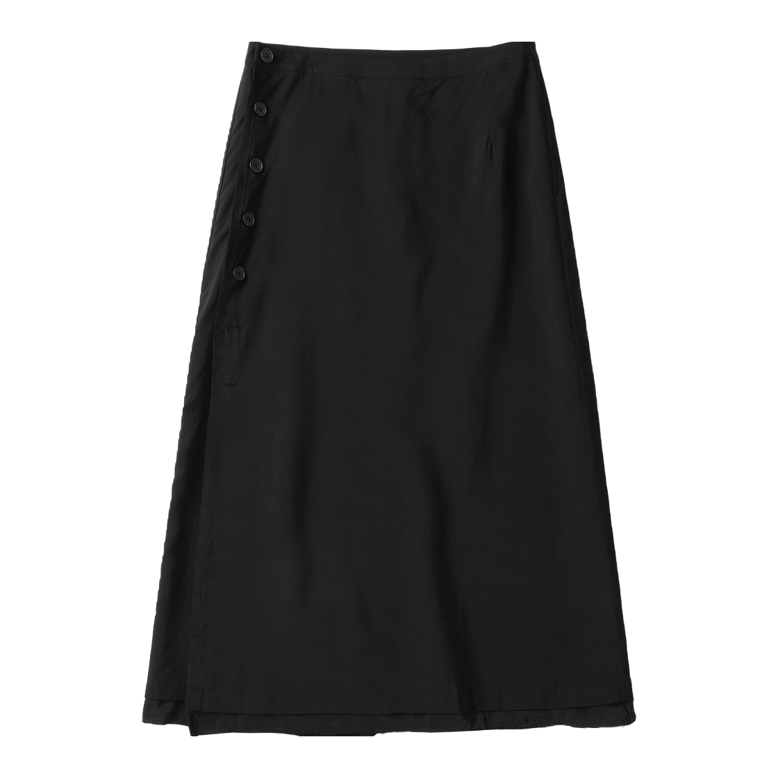 에토아 버튼 랩 스커트 블랙(aetoa Button Wrap Skirt Black)