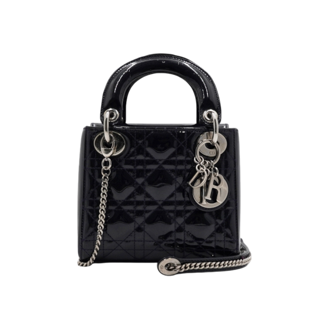 ITMIFWWDFFH4 Dior Navy Patent Lady Dior Mini Tote Bag