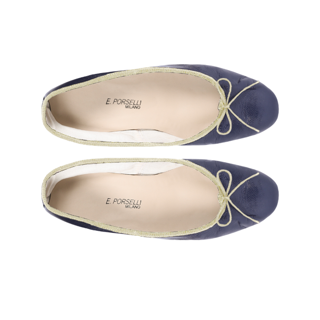 (W) E.포셀리 레더 플랫 다크 블루((W) E.Porselli Leather Flat Dark Blue) - 2
