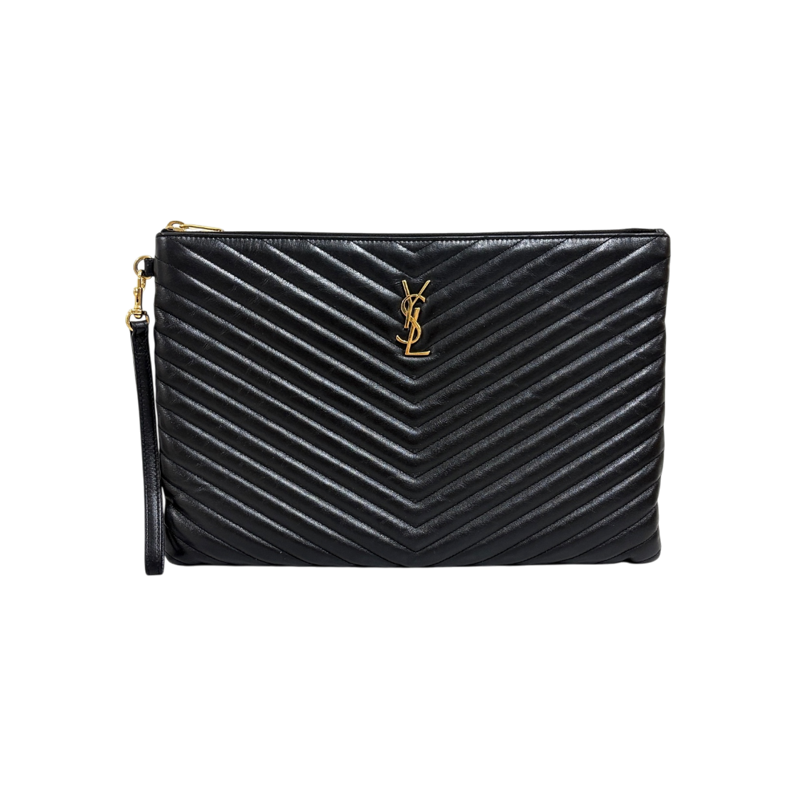 IT23QWOB698D Saint Laurent Monogram Matelasse Clutch Bag Black