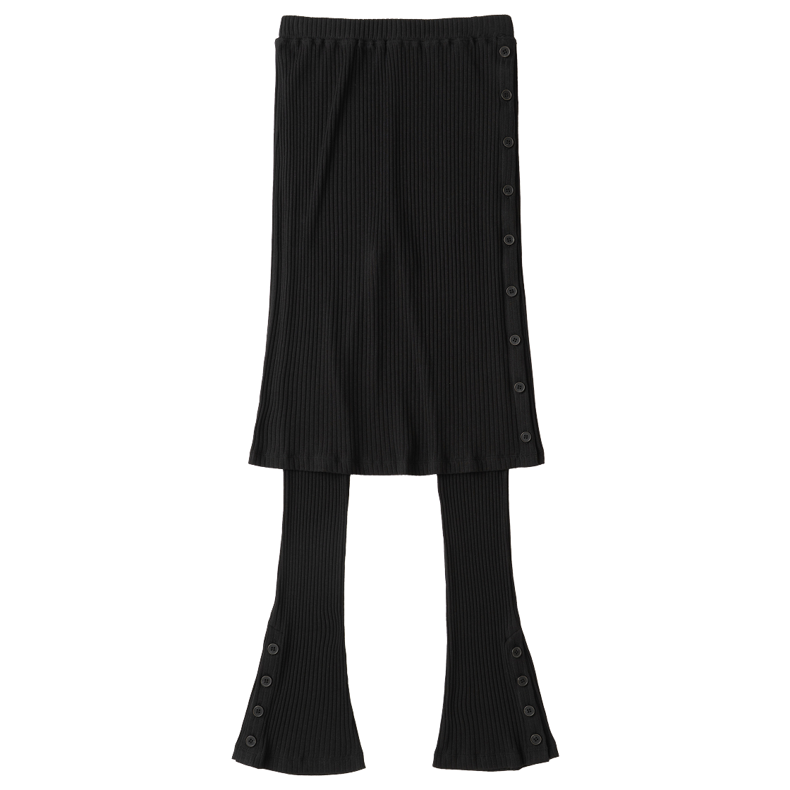 에토아 레이어드 버튼 스커트 팬츠 블랙(aetoa Layered Button Skirt Pants Black)