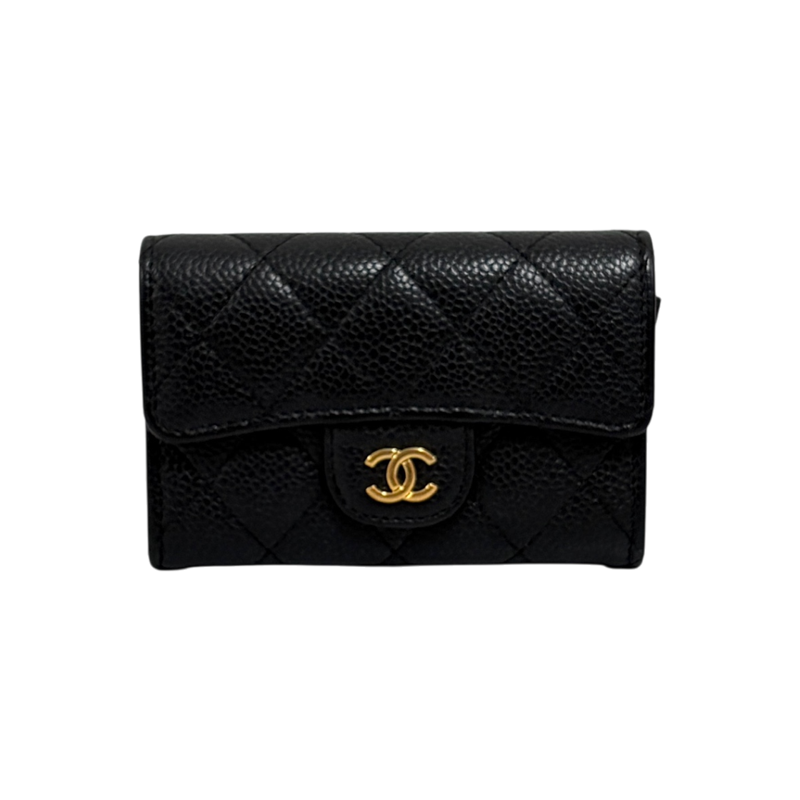 IT8CVHICIDS6 Chanel Classic Caviar Flap Card Wallet Black