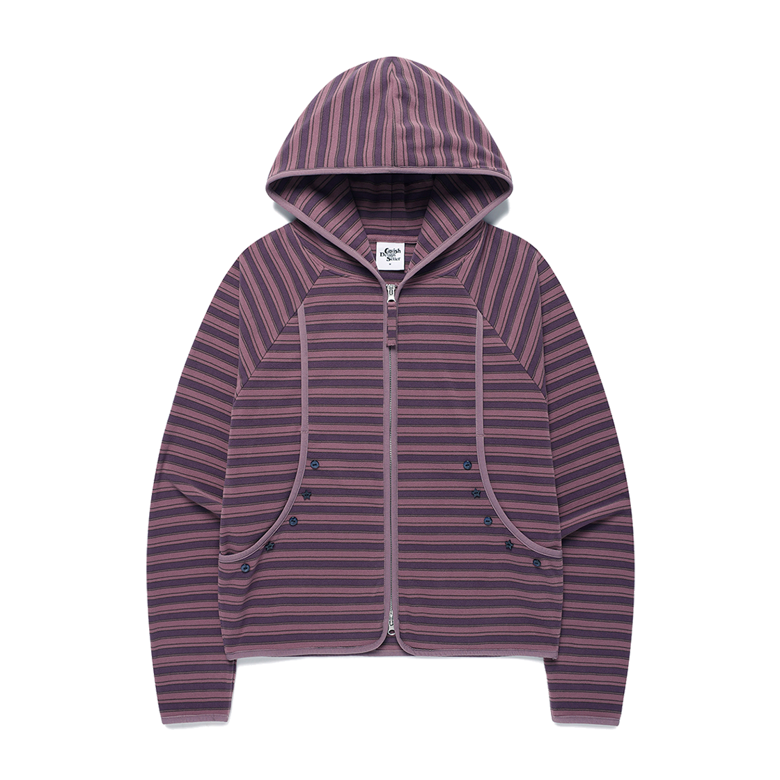 카비시 멀티 스트라이프 플리스 집업 후디 퍼플(CAVISH Multi Striped Fleece Zip Up Hoodie Purple) - 1