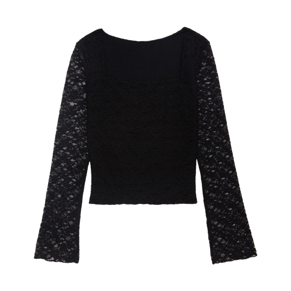 모이페어 레이스 스퀘어 넥 탑 블랙(MOIFAIRE Lace Square Neck Top Black)