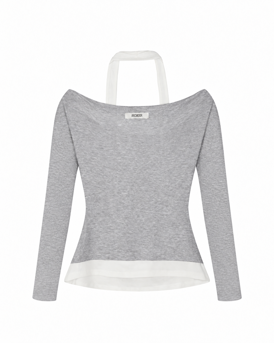 아크무어 드레이프 오프숄더 멜란지 그레이(ARCMOOR Draped Off-Shoulder Melange Grey) - 2
