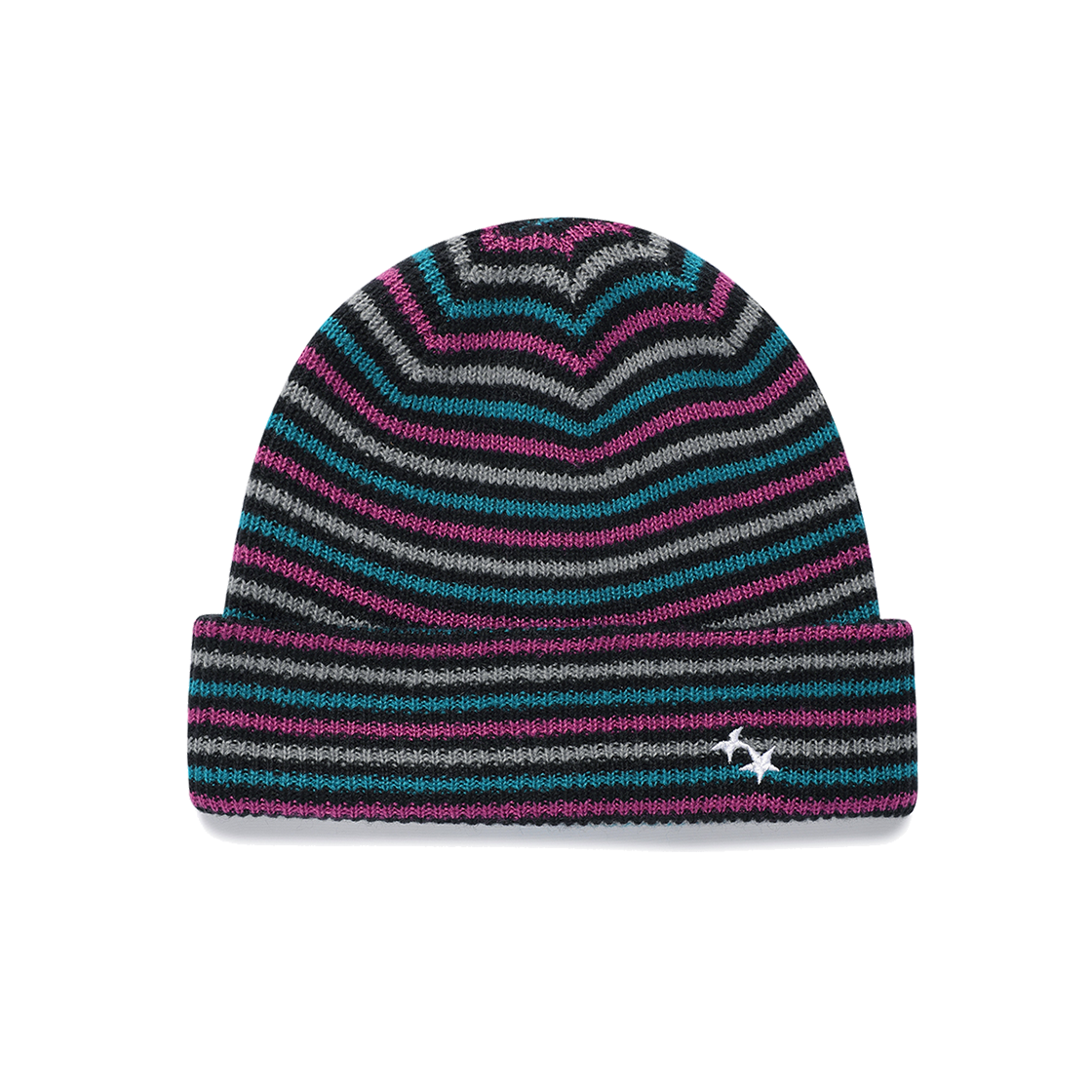 카비시 멀티 스트라이프 니트 비니 퍼플(CAVISH Multi Striped Knit Beanie Purple)