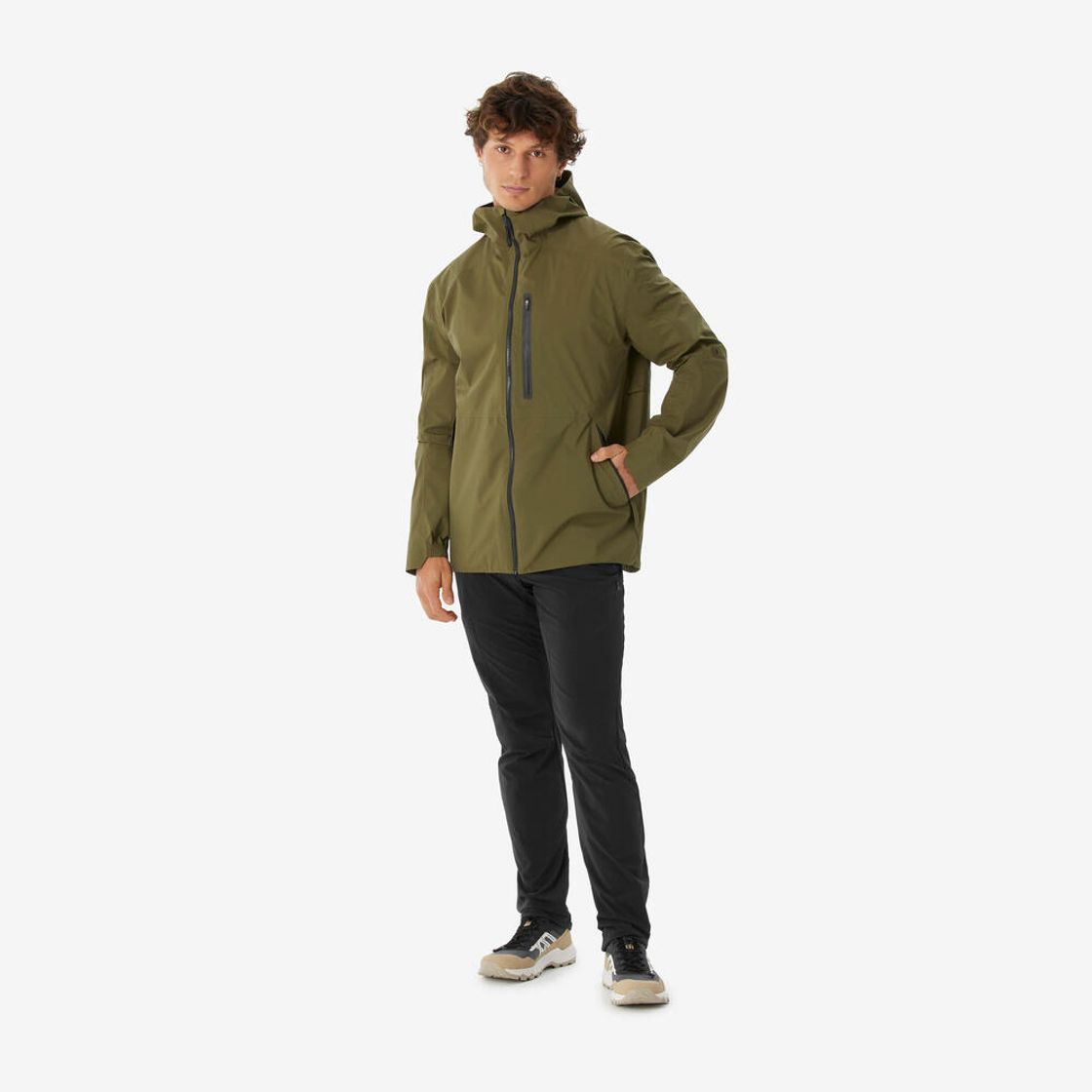 데카트론 남성 하이킹 경량 레인 자켓 MH500 골든 올리브 그린(Decathlon Men's Hiking Lightweight Rain Jacket MH500 Golden Olive Green) - 3