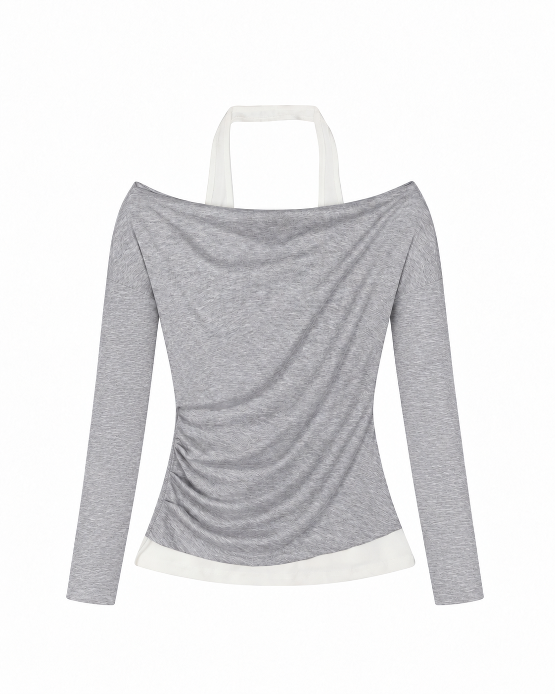 아크무어 드레이프 오프숄더 멜란지 그레이(ARCMOOR Draped Off-Shoulder Melange Grey)