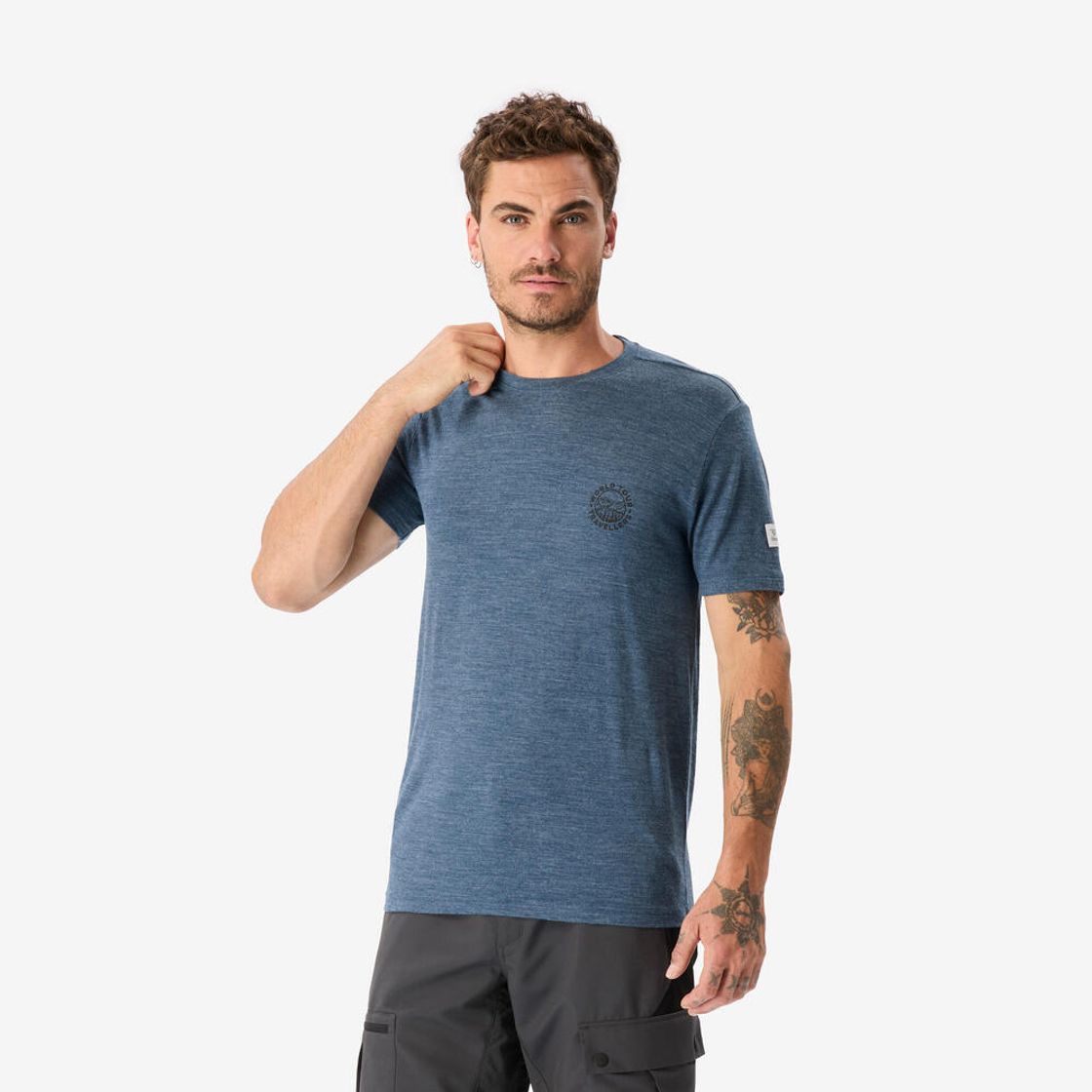 데카트론 남성 메리노울 하이킹 반팔 티 프레시 어비스 블루(Decathlon Men's Merino Wool Hiking Short-Sleeve T-Shirt Fresh Abyss Blue) - 10