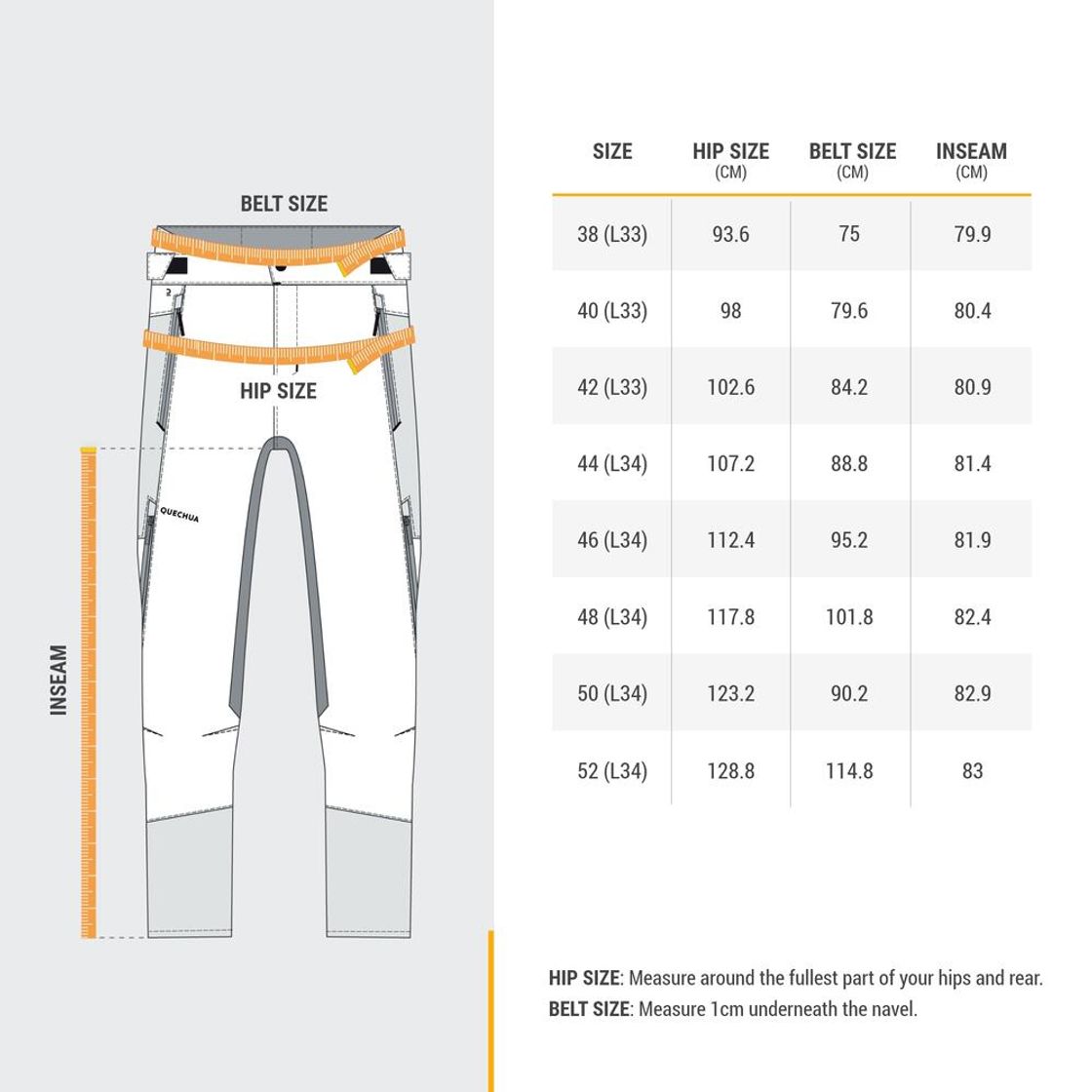 데카트론 남성 등산 방한발수 바지 SH500 벤틸레이션 적용 그라파이트 그레이(Decathlon Men's Hiking Warm Water-Repellent Ventilated Pants SH500 Graphite Grey) - 7