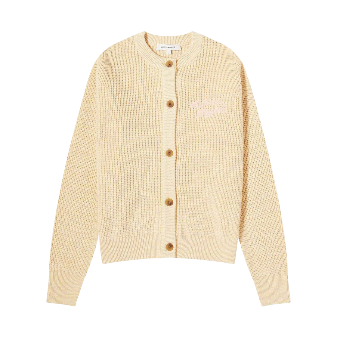 MW00504KT1108-H712 (W) Maison Kitsune Handwriting Comfort Cardigan Chalk Yellow