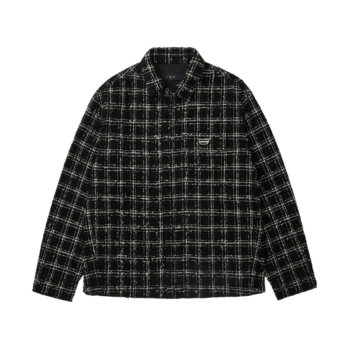 이로 오브 체크 펀칭 트위드라이크 셔켓 블랙(Iro Aube Check Punching Tweed-Like Shirt Jacket Black)