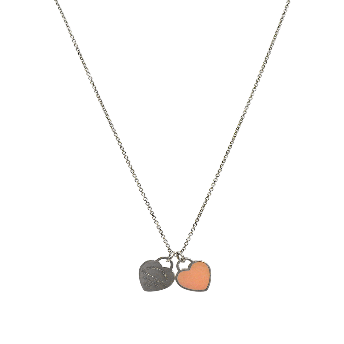 ITAKRPOR6QFK Tiffany & Co. Pink Double Heart Silver Necklace