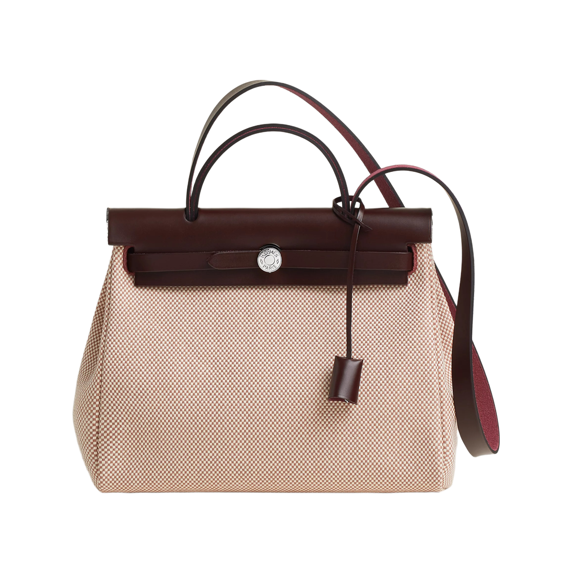 H079092CKAR Hermes Herbag Zip 31 Bag Criss Viking Canvas Hunter Cowhide & Palladium Ecru Beige Rouge Sellier