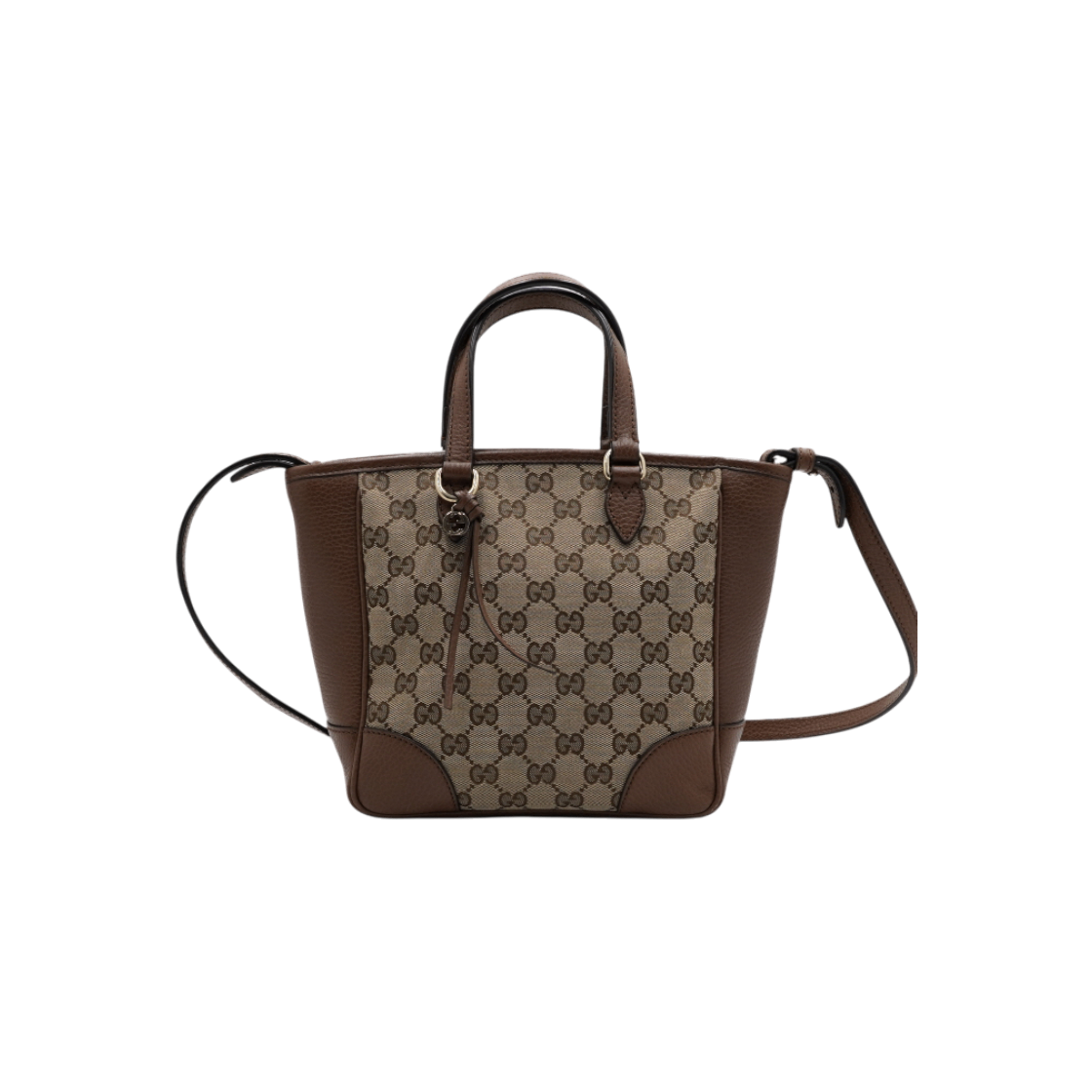 ITEDMKEUWKDU Gucci GG Logo Canvas Brown Leather Small Tote Bag