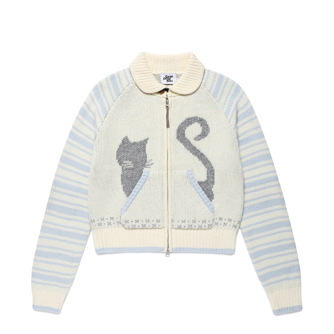 카비시 캣츠 버튼 집업 가디건 아이보리(CAVISH Cats Button Zip Up Cardigan Ivory) - 1