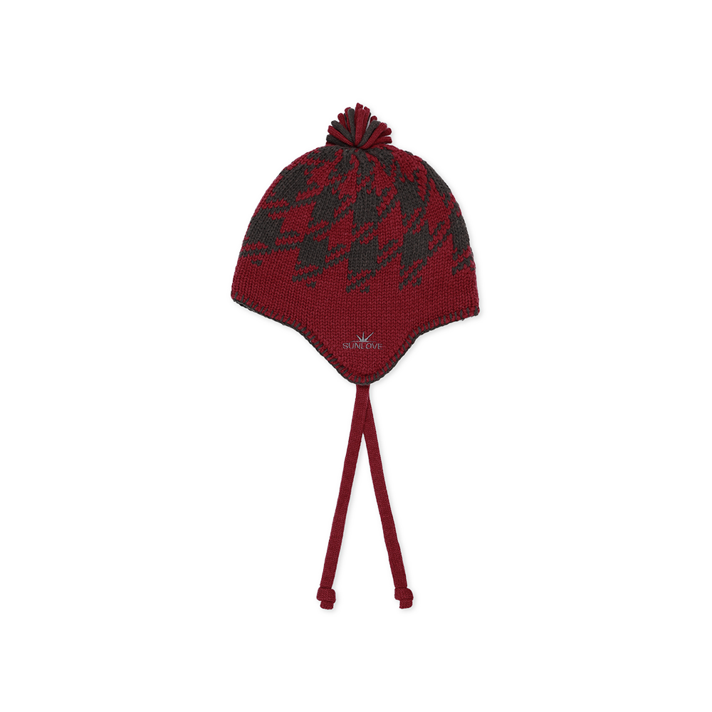 [5% 적립] 썬러브투어 체크 노트 비니 레드([5% 적립] sunlovetour Check Knot Beanie Red) - 2