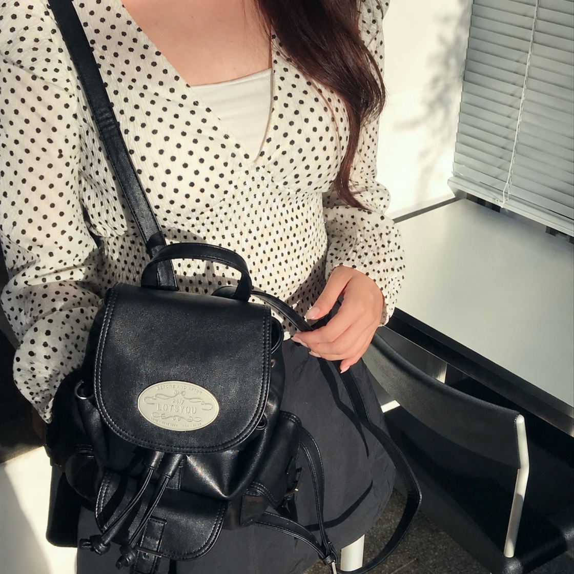 라츠유 노스탤지어 논 트윙클 백팩 블랙(LOTS YOU Nostalgia Non Twinkle Backpack Black) - 5