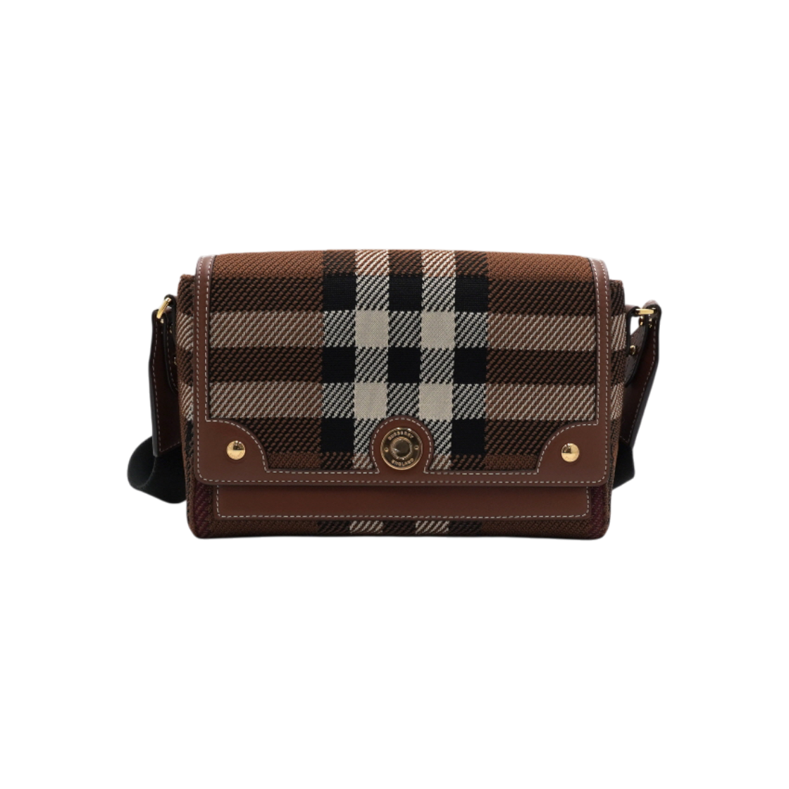 IT9JSHMKV3SH Burberry Dark Birch Brown Knit Check Note Shoulder Bag