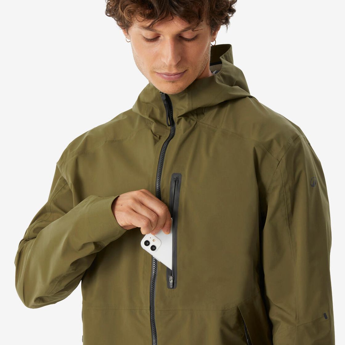 데카트론 남성 하이킹 경량 레인 자켓 MH500 골든 올리브 그린(Decathlon Men's Hiking Lightweight Rain Jacket MH500 Golden Olive Green) - 7