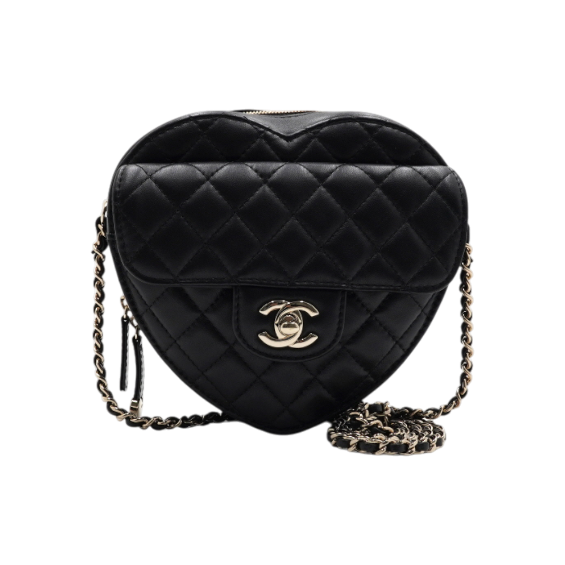 ITJD2CNISE56 Chanel Black Lambskin Flap Heart Bag Large Shoulder Bag