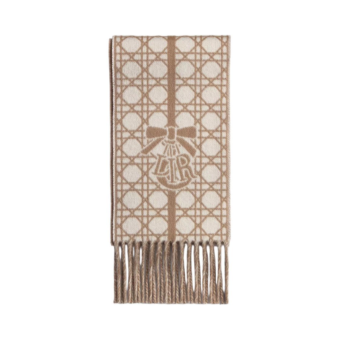 65TF007J0204-C112 (W) Dior Cannage Scarf Cashmere Jacquard Beige
