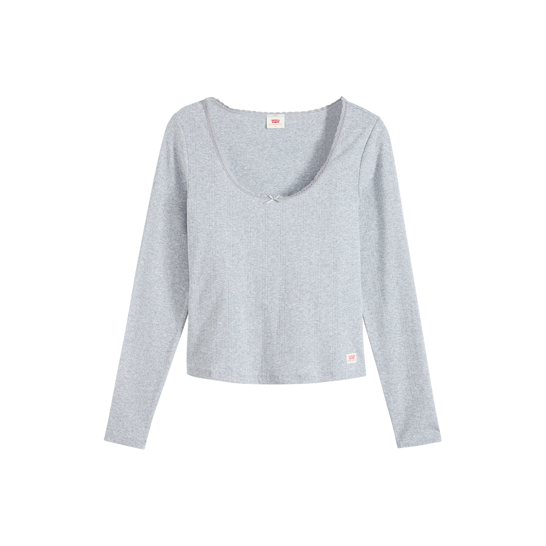 0087D-0004 Levi's Dry Goods Pointelle Lace Long Sleeve Top Gey