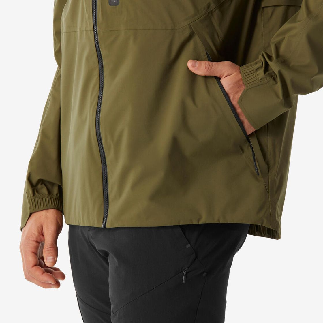 데카트론 남성 하이킹 경량 레인 자켓 MH500 골든 올리브 그린(Decathlon Men's Hiking Lightweight Rain Jacket MH500 Golden Olive Green) - 8