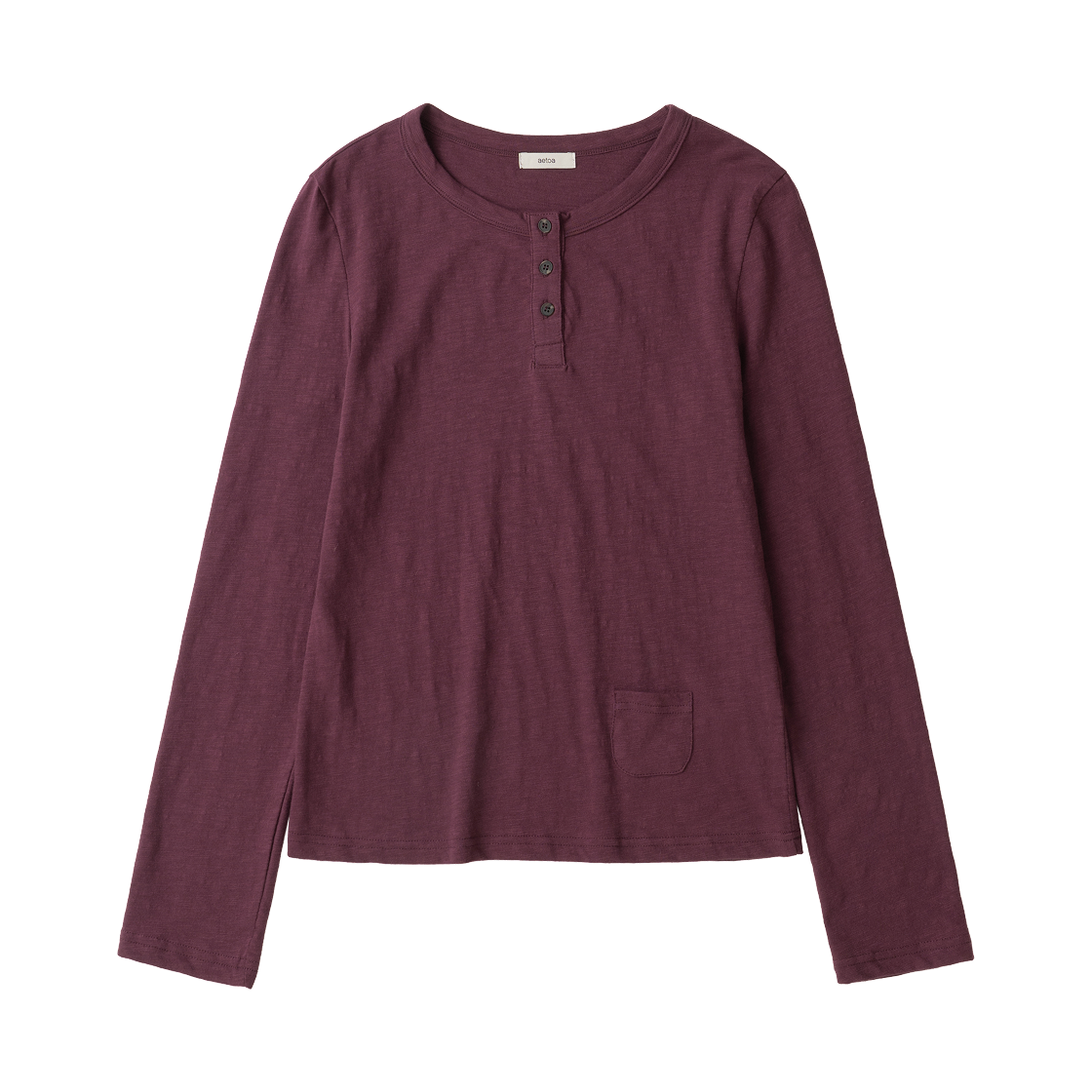 에토아 빈티지 헨리 롱 슬리브 탑 퍼플(aetoa Vintage Henley Long Sleeve Top Purple)