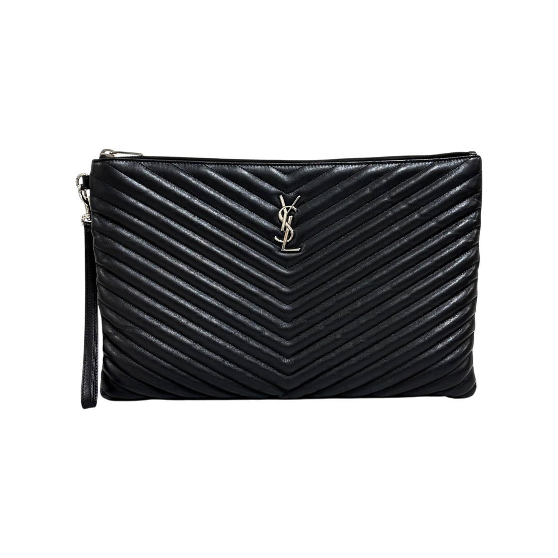 ITSNRWFIJR2P Saint Laurent Monogram Matelasse Clutch Bag Black