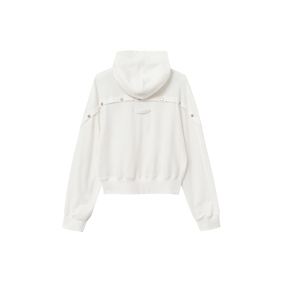 제뉴즈 스터드 버튼 크롭 후디 - 화이트(Znuz Stud Button Crop Hoodie - White) - 2