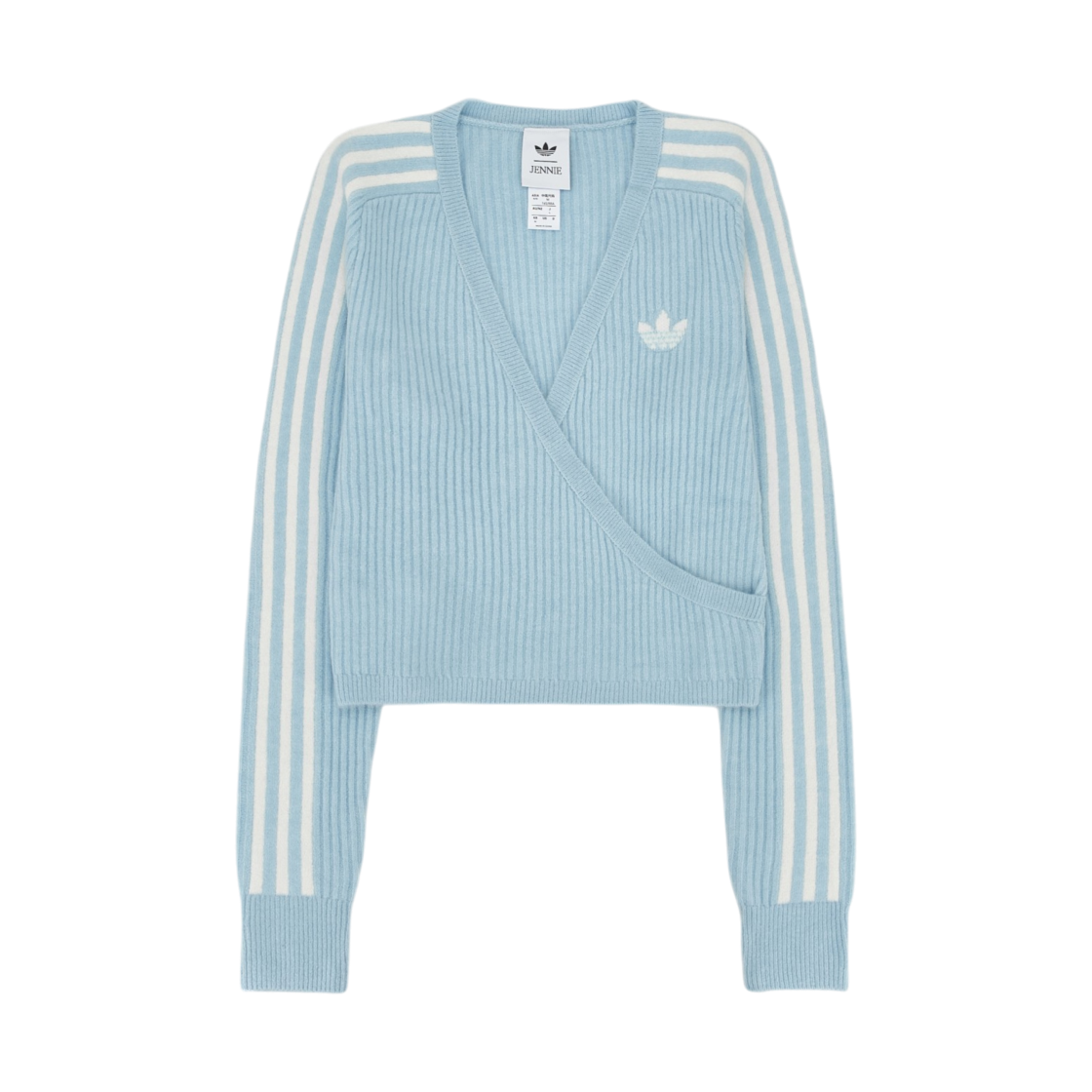 (W) 아디다스 x 제니 니트 랩 어라운드 가디건 원더 블루 - KR 사이즈((W) Adidas x Jennie Knit Wrap Around Cardigan Wonder Blue - KR Sizing) - 1