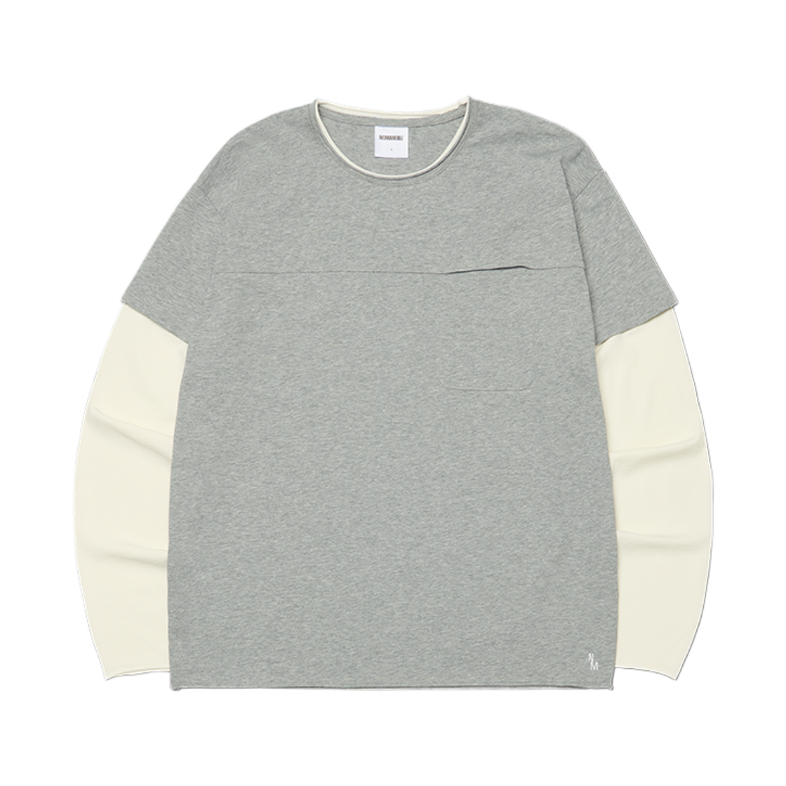 NMWF62LS12MLG NOMANUAL Layered Rough Long Sleeve Tee Melange