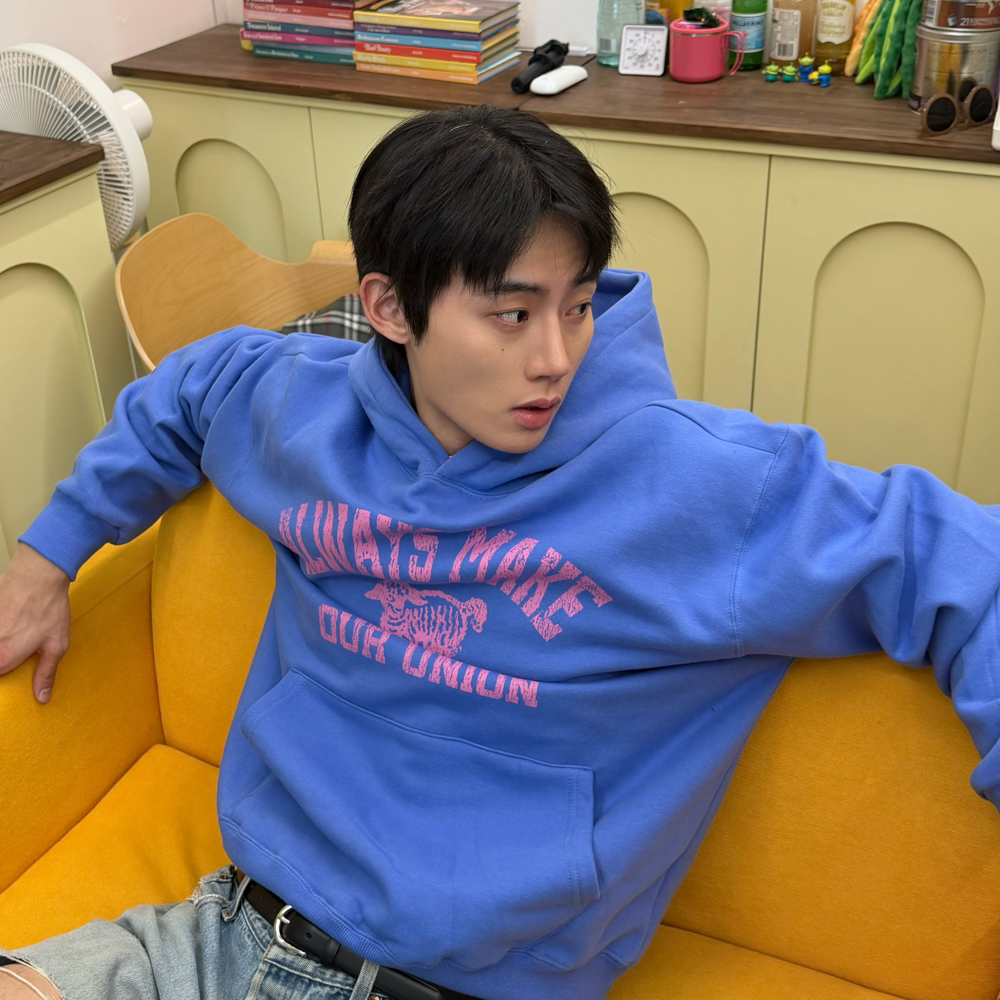 아모우 [기모] 빈티지 램 후디 블루(AMOU [Fleece] Vintage Ram Hoodie Blue) - 3