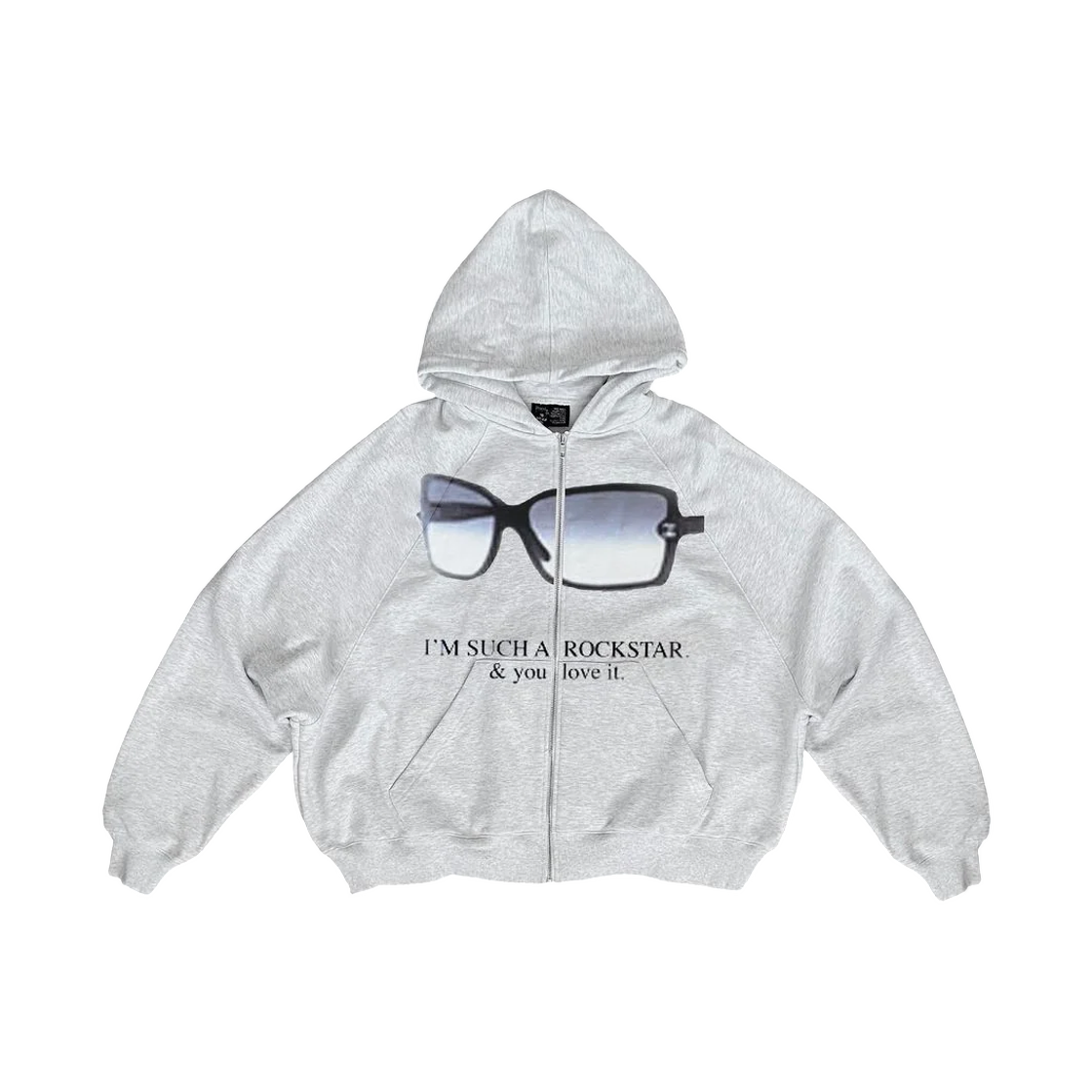 (W) 프레잉 락스타 집 후드 그레이((W) Praying Rockstar Zip Hoodie Gray)