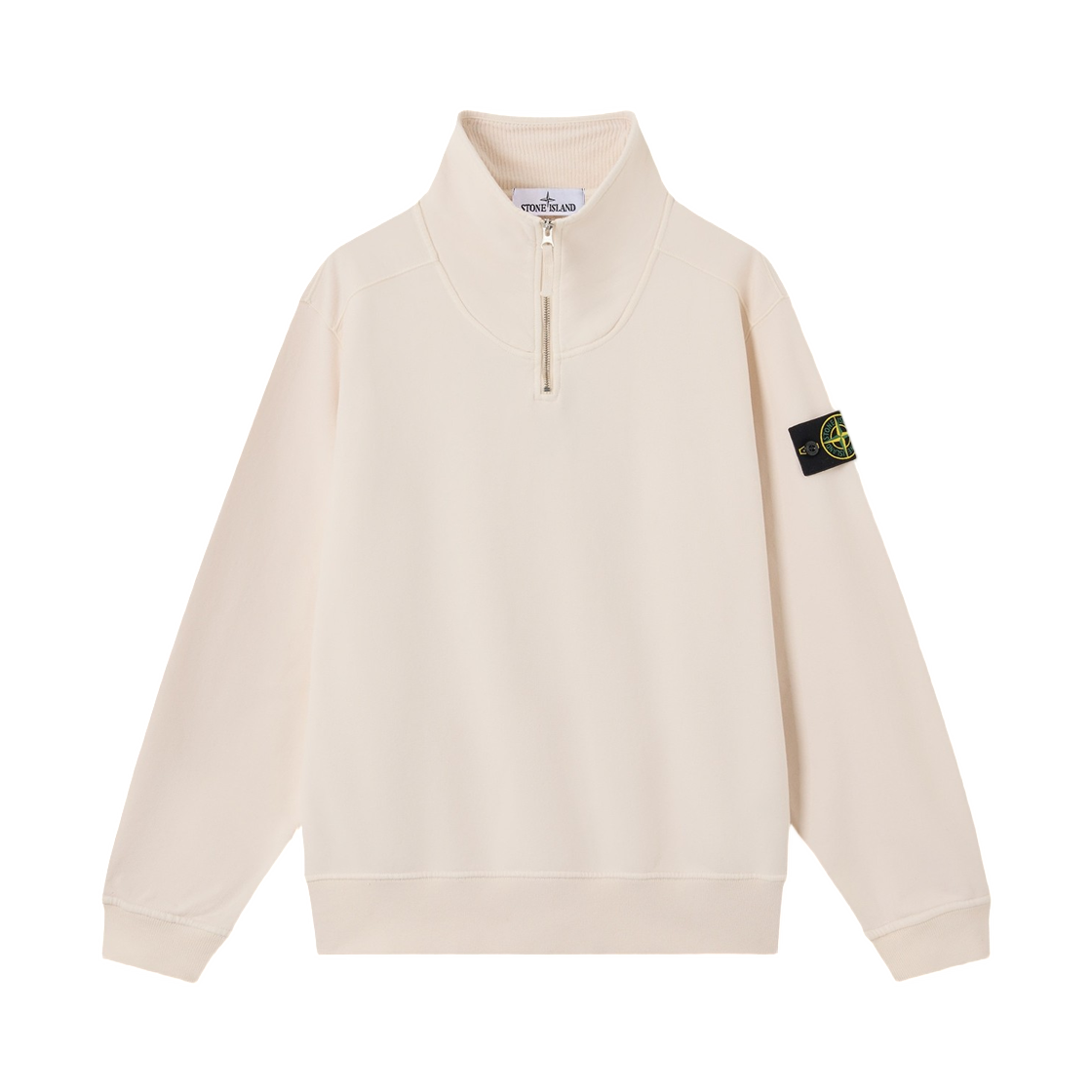 L2S1561000-21S0A20-V0093 Stone Island 6100021 Brushed Organic Cotton Fleece Comfort-Fit Half-Zip Sweatshirt with Stand Collar Ivory - 26FW