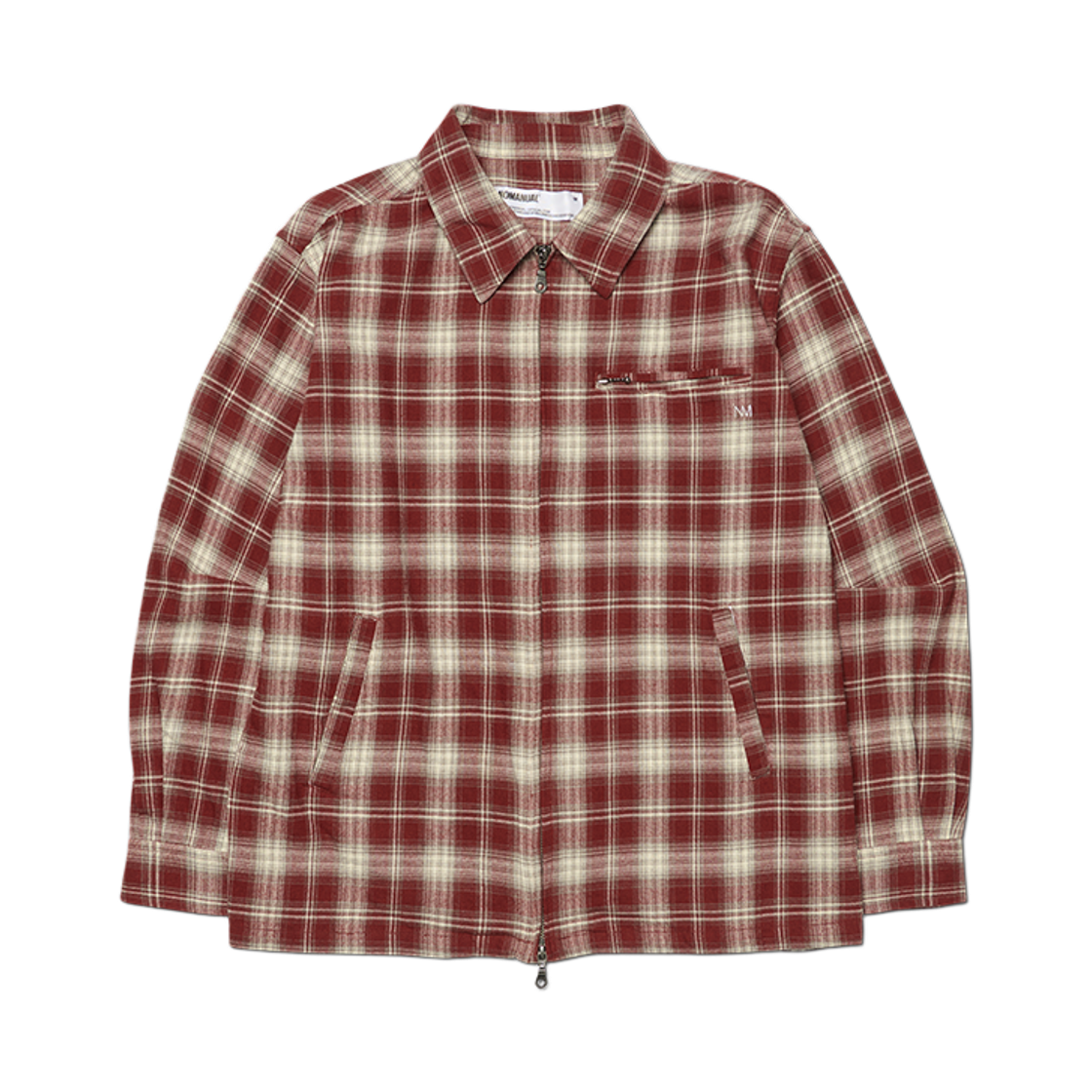 NMWF62SH04BGD NOMANUAL Flannel Full Zip Check Shirt Burgundy