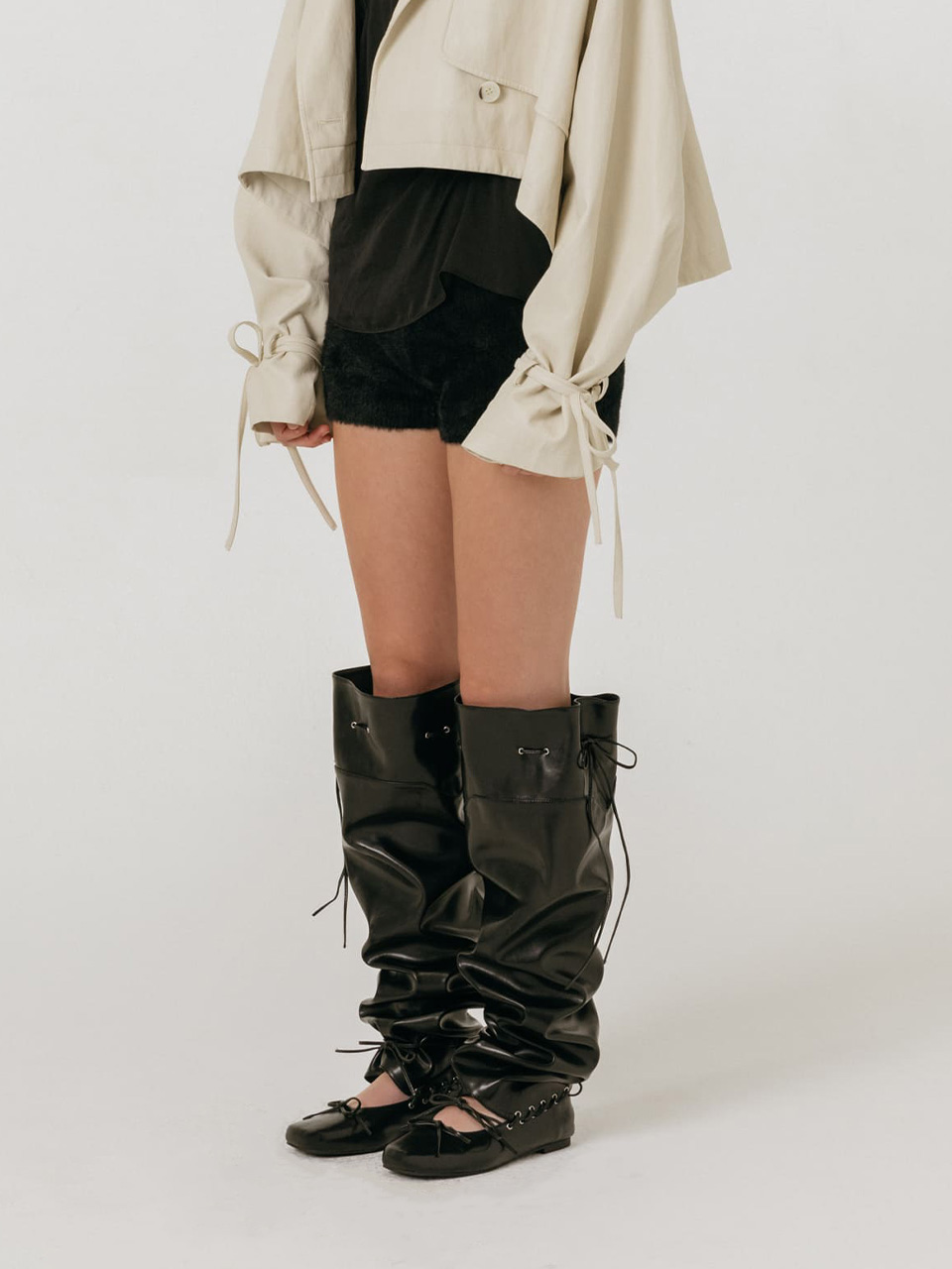 모이페어 스트랩 플랫 부츠 블랙(MOIFAIRE Strap Flat Boots Black) - 3