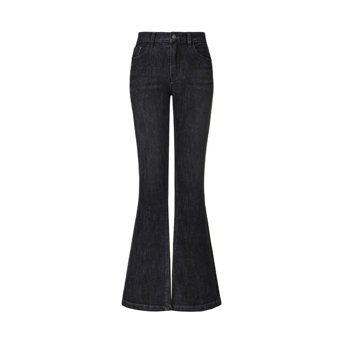 _ KUME Washed Slim Stretch Bootcut Pants Black