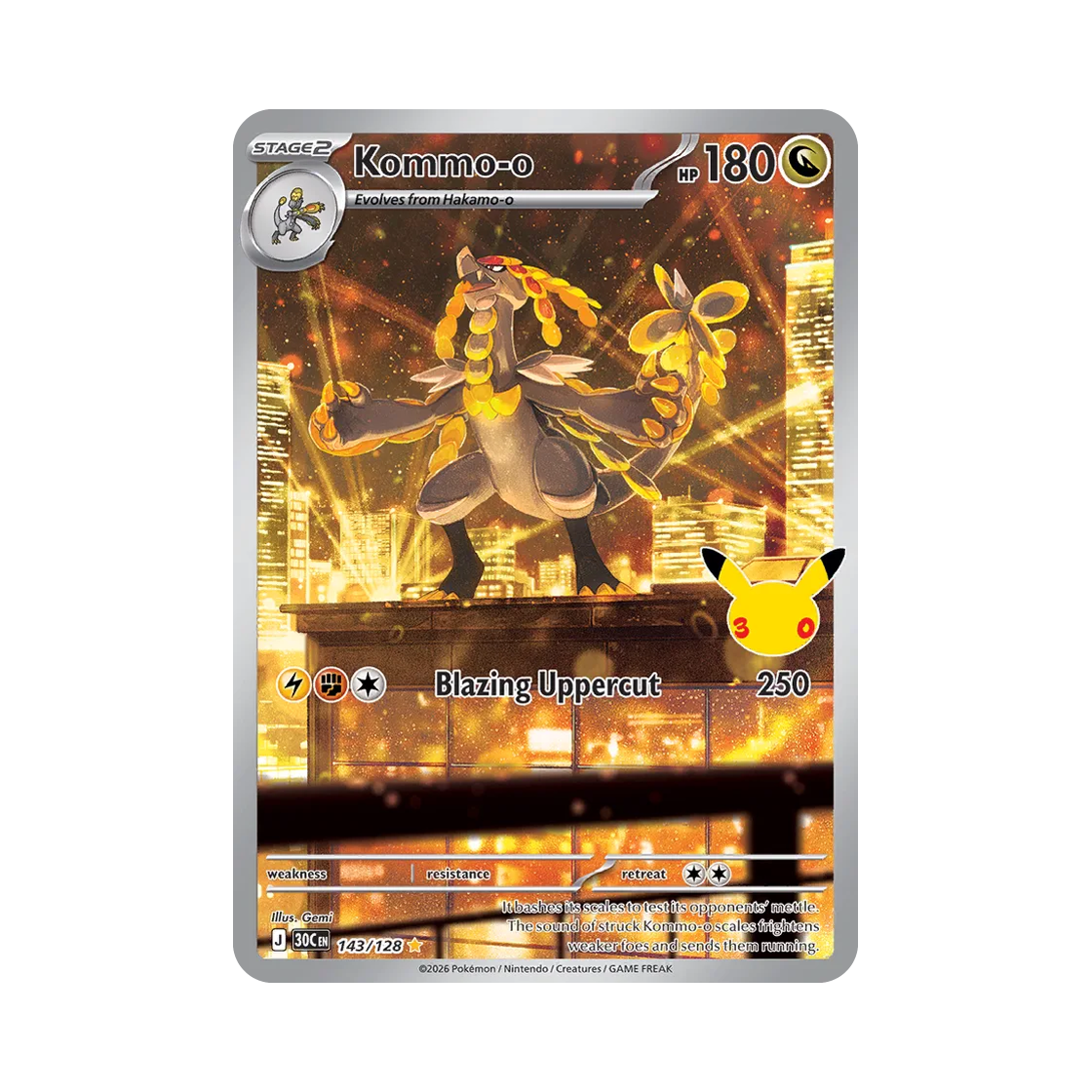 30C143-128 Pokemon TCG Kommo-o AR 30th Celebration (English Ver.)