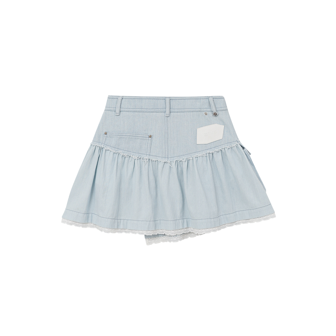 제뉴즈 레이어즈 프릴 버튼 스커트 - 라이트블루(Znuz Layerez Frill Button Skirt - L/Blue) - 2