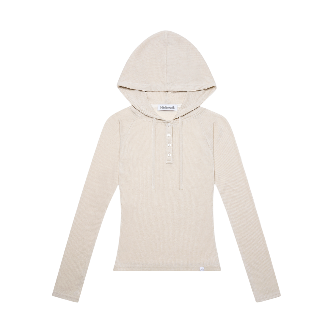 HIS26PF0001TBG Heisan Sheer Hooded Long Sleeve Tee - Beige