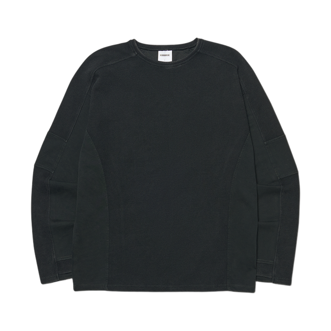 노매뉴얼 트레이스 와플 롱 슬리브 티 블랙(NOMANUAL Trace Waffle Long Sleeve Tee Black)