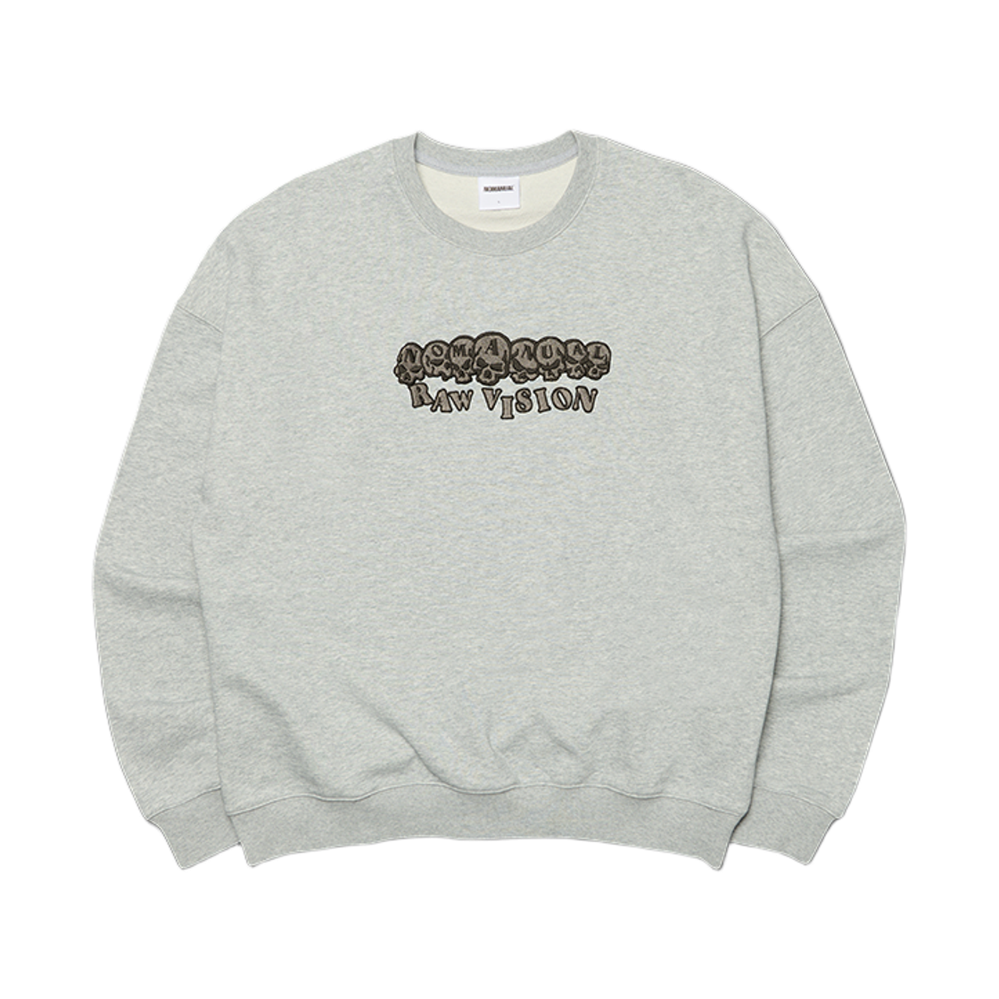 노매뉴얼 스컬 엠브로이더드 스웨트셔츠 멜란지(NOMANUAL Skull Embroidered Sweatshirt Melange)