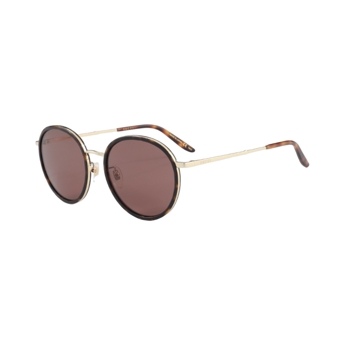 GG0677SK-002 (W) Gucci Round Frame Metal Sunglasses Havana Brown