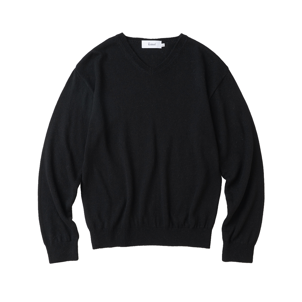 니티드 이지 캐시미어 브이넥 니트 블랙(Knitted Easy Cashmere V Neck Knit Black)