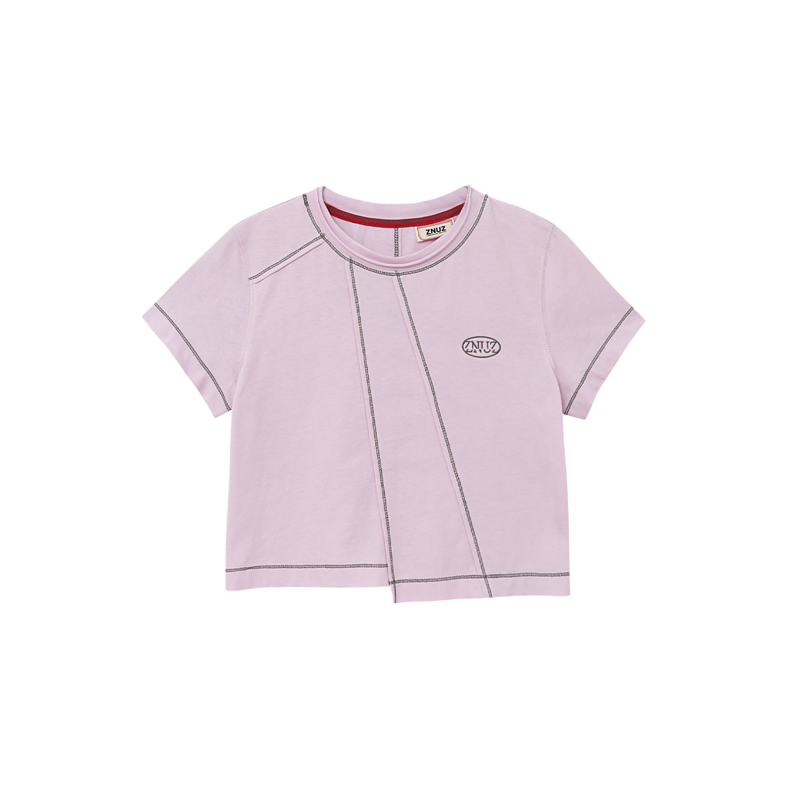 제뉴즈 스티치 라이너 언발런스 티셔츠 - 바이올렛(Znuz Stitch Liner Unbalance T-Shirt - Violet) - 1